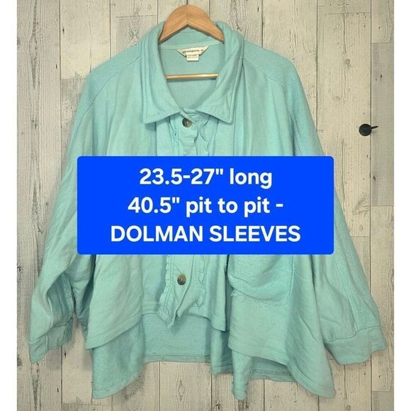 Eleven Paris Oversized French Terry Raglan Button Up Collared Sweatshirt Sz. L - Picture 2 of 8